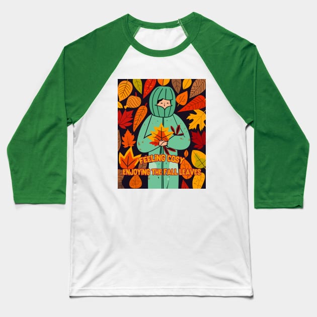 Enjoying the Fall Leaves Baseball T-Shirt by Kingrocker Clothing